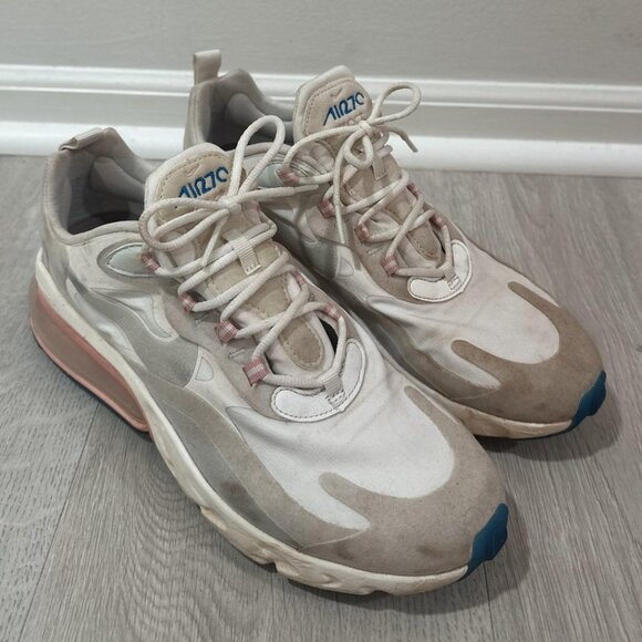 Nike Air Max 270 React Shoes Womens Size 10 Running White Pink Blue AT6174-100 - Picture 1 of 9